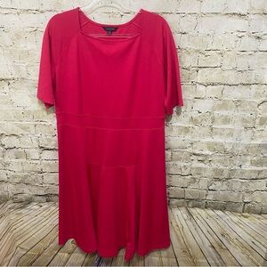Lands End Pink Elbow Sleeve Square Neck A Line Soft Dress